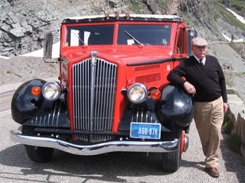 Joe's been driving the Red Buses at Glacier National Park for 40 years. photos by Shady Hartshorne.