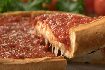 Giordano's deep dish pizza in Chicago.