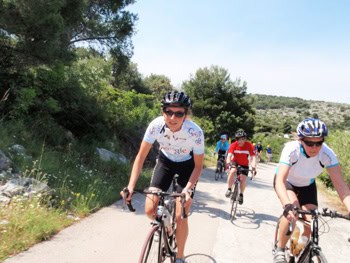 Cyclists head toward another adventure.