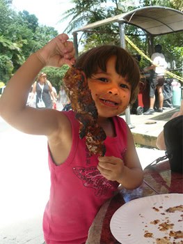 Enjoying some pincho in El Yunque Rain Forest, Puerto Rico.