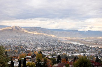 A view of the Thompson River Valley and the city of Kamloops