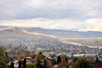 A view of the Thompson River Valley and the city of Kamloops