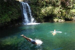A waterfall in Maui, Hawaii.