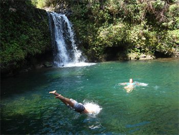 A waterfall in Maui, Hawaii.