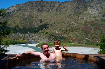 Visiting New Zealand -The South Island and Queenstown 5 Enjoying the water at Onsen Hot Pools