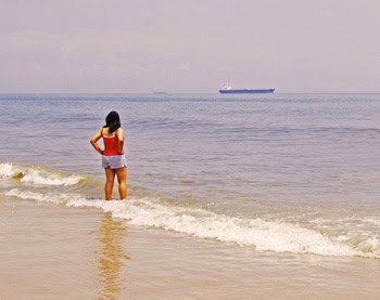 Testing the waters of the pristine sandy shore at Ocean City