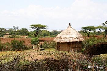 Traditional thatched hut in the Rift Valley