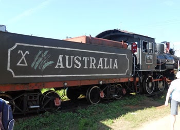 One of the steam engines that pulled the sugar trains in the early 20th century