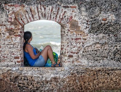 Cartagena's 11 kilometer wall is great for strolling, and surrounds the historic old city. Paul Shoul photo.