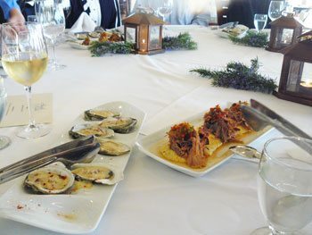 Oysters at the Shoals restaurant, on Baldy's Island, dining in Spain