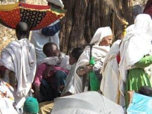 In 2012, Bet Gabriel celebrated its annual festival on 28 April. Thousands of pilgrims clutching brightly colored umbrellas flocked there for services lasting all day