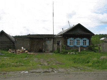 A forlorn house in Siberia.