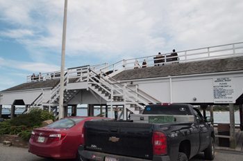 The Edgartown town dock is a great place to view the harbor and the island of Chapaquiddick.