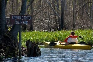 Kayaking in Stephen Foster State Park, Georgia.