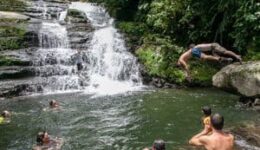 A refreshing dip in the Pacuare River in Costa Rica. Paul Shoul photos.