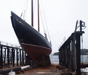 The beloved Bluenose schooner in drydock in Lunenburg NS.