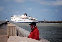 Ferry entering the harbor at Calais.