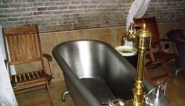 The steel tubs are filled with beer at this spa in the Czech Republic. Eric Goodman photos.