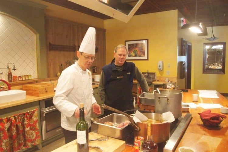 Max Hartshorne cooking with Chef Robert Barral in Brandon, Vermont.