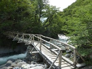 Bridge crossing on the Mirador Torres trail, Patagonia.