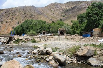 The view of the rushing river in Paghman, Afghanistan.