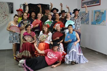 The group poses after a Flemenco lesson in Barcelona. 