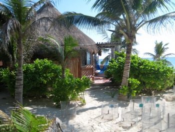 Turtle cages beside the hotel room.