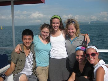 Aboard the Calypso Queen ferry to the island.