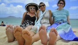 Kailua Beach happy travelers. photo by Patti Morrow.