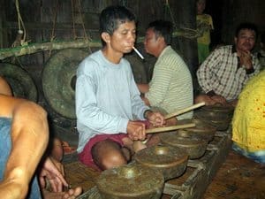 A drummer in the longhouse.