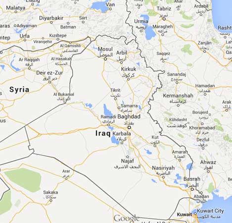 Map of Kurdistan in northern Iraq.