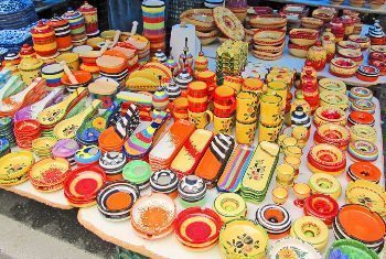 Pottery in abundance at the market.