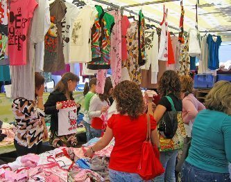 Clothes at the street markets in Spain. John Towler photos.