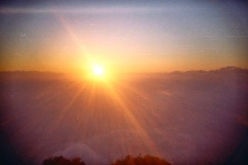 A dramatic sunset from the heights.