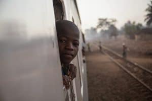 Mozambique: Traveling a Dangerous Road 12 A boy on a train from Nampula to Cuamba, Mozambique.