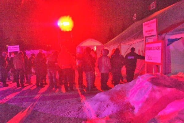Fans waiting in line to hear Royal Canoe at the Festival du Voyageurs, Winnipeg.