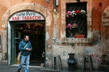 Caffe Peru, the author's regular breakfast spot in his Rome neighborhood. photos by John Henderson.