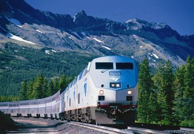 Love on the Lake Shore Limited 12 Amtrak locomotive pulls a train in the Western US.