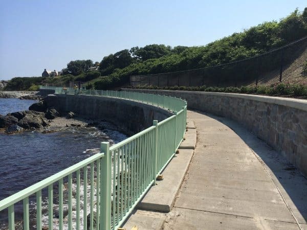 Cliffwalk below the Newport mansions, recently repaired after Hurricane Sandy storm damage.