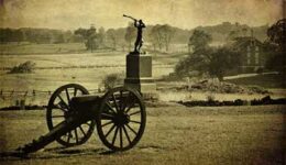 An 1860s photo of a battle canon at Gettysburg, PA.