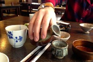 Hiking in Ancient Woods, Togakushi, Japan. Soba no Mi, Togakushi, Japan: Nothing like hot sake to help you defrost from the inside out.