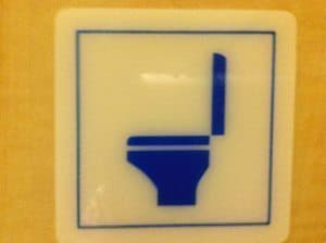 A sign meaning a Western toilet in China.