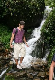 Nepal: Horse Trekking and Bungee Jumps 7 Trekking by a stream in the Himalayas.