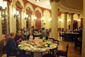 The big dining room at the former Navy base.