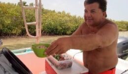 Gustavo Morett serves up ceviche in Isla Holbox. Max Hartshorne photos.
