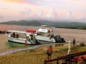 Sandal's dive boats on the beach.