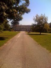 The elegant entrance to the chateau in Medoc.