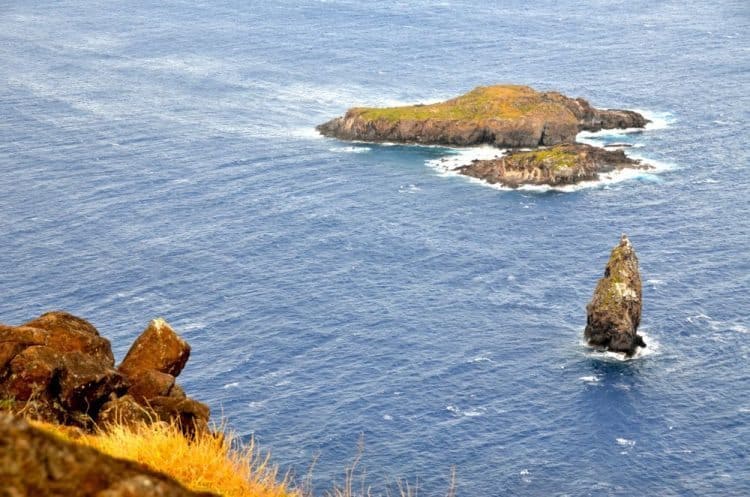 View of the ocean in Rapa Nui, Chile.