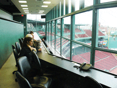 The press box at Fenway Park in Boston, Mass.