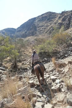 Rocky descent into the Namib desert.